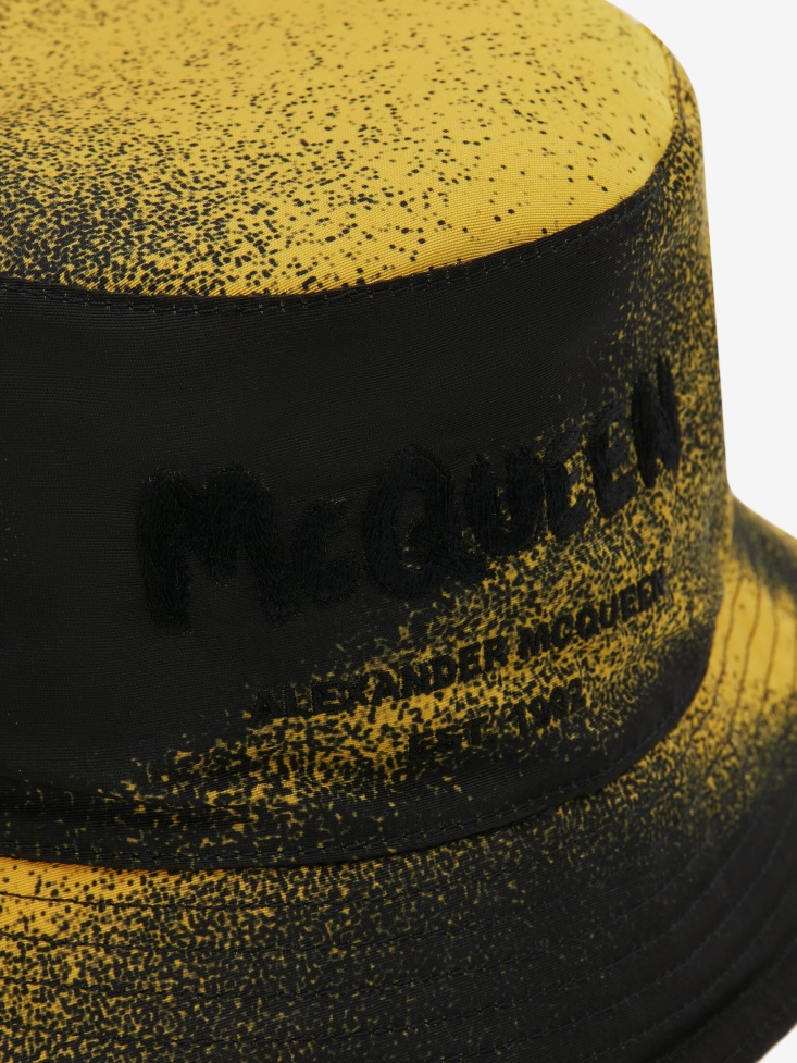 Black/Yellow Fashion Alexander McQueen Men's Silhouette Bucket Hat