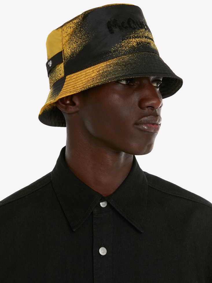 Black/Yellow Fashion Alexander McQueen Men's Silhouette Bucket Hat