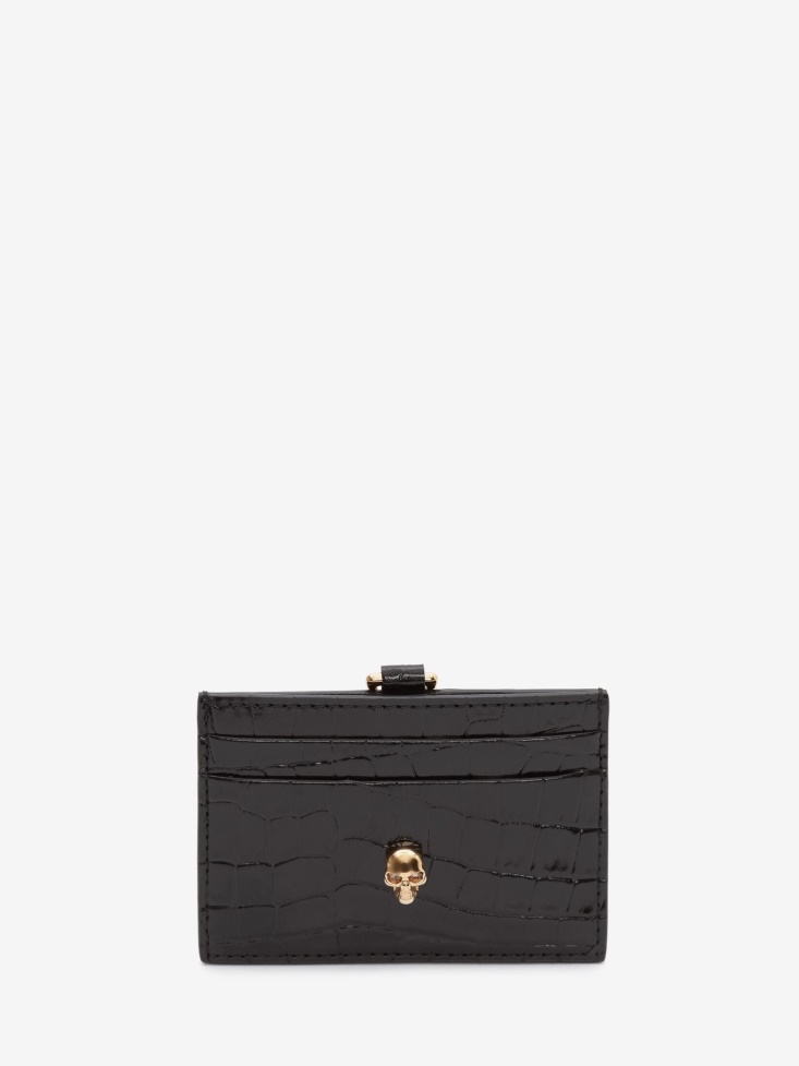 Black Women's Skull Card Holder With Strap Fashion Alexander McQueen