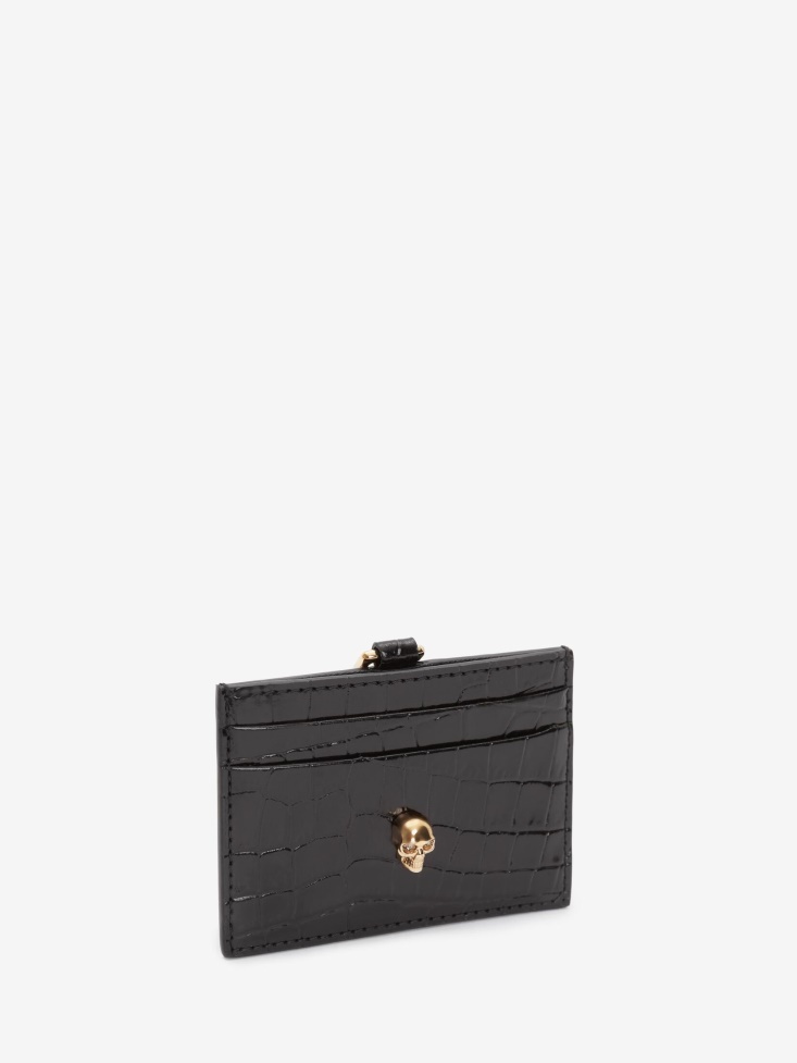 Black Women's Skull Card Holder With Strap Fashion Alexander McQueen