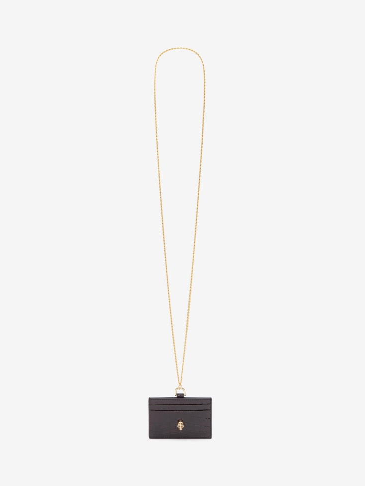 Black Women's Skull Card Holder With Strap Fashion Alexander McQueen