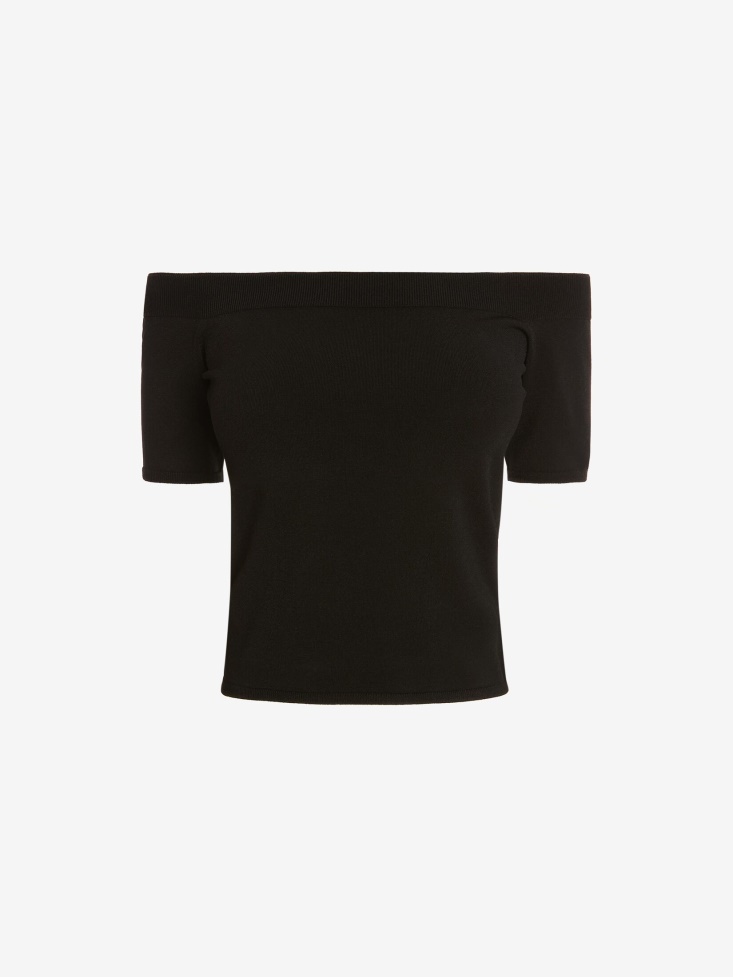 Women's Off-The-Shoulder Knit Top Fashion Alexander McQueen Black
