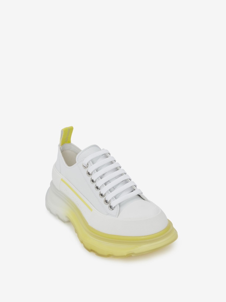 Fashion Alexander McQueen White/Lichen Women's Tread Slick Lace Up