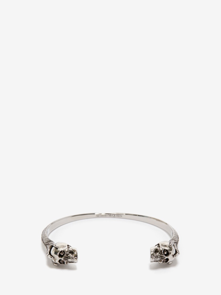 Fashion Alexander McQueen Men's Victorian Skull Cuff Antique Silver