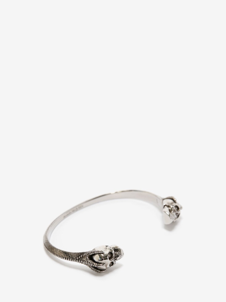 Fashion Alexander McQueen Men's Victorian Skull Cuff Antique Silver