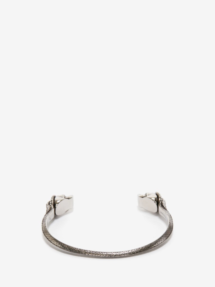 Fashion Alexander McQueen Men's Victorian Skull Cuff Antique Silver