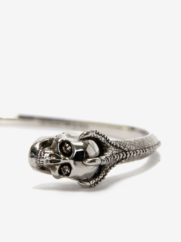 Fashion Alexander McQueen Men's Victorian Skull Cuff Antique Silver