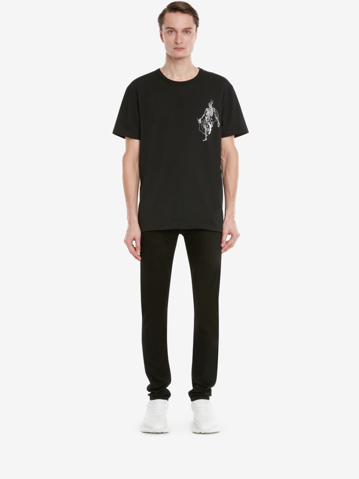 Black/Ivory Fashion Alexander McQueen Men's Skeleton Motif T-Shirt