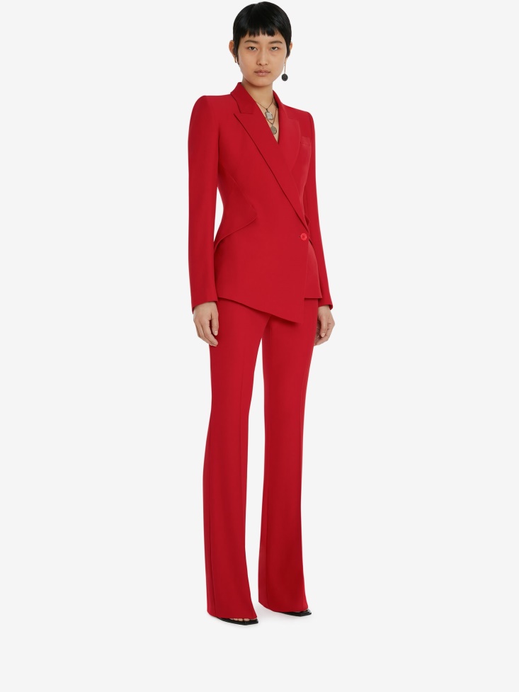 Fashion Alexander McQueen Women's Leaf Crepe Drop Hem Jacket Welsh Red