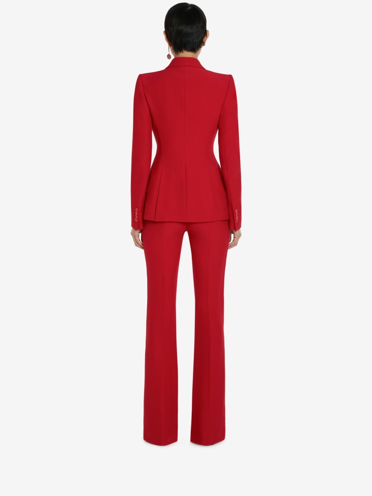 Fashion Alexander McQueen Women's Leaf Crepe Drop Hem Jacket Welsh Red