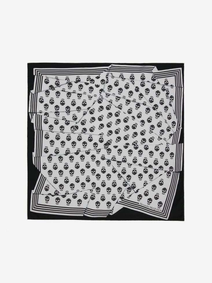 Ivory/Black Women's Biker Skull Crashed Foulard Fashion Alexander McQueen