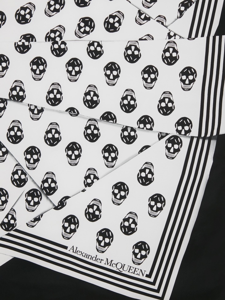 Ivory/Black Women's Biker Skull Crashed Foulard Fashion Alexander McQueen