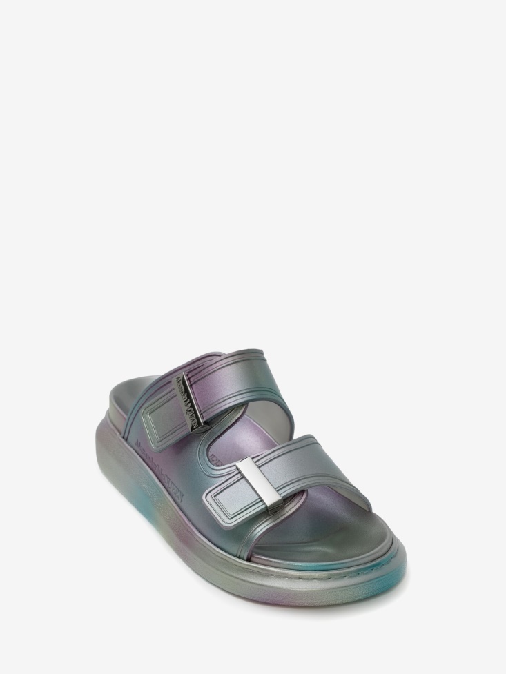 Fashion Alexander McQueen Women's Silver Oversized Hybrid Slide