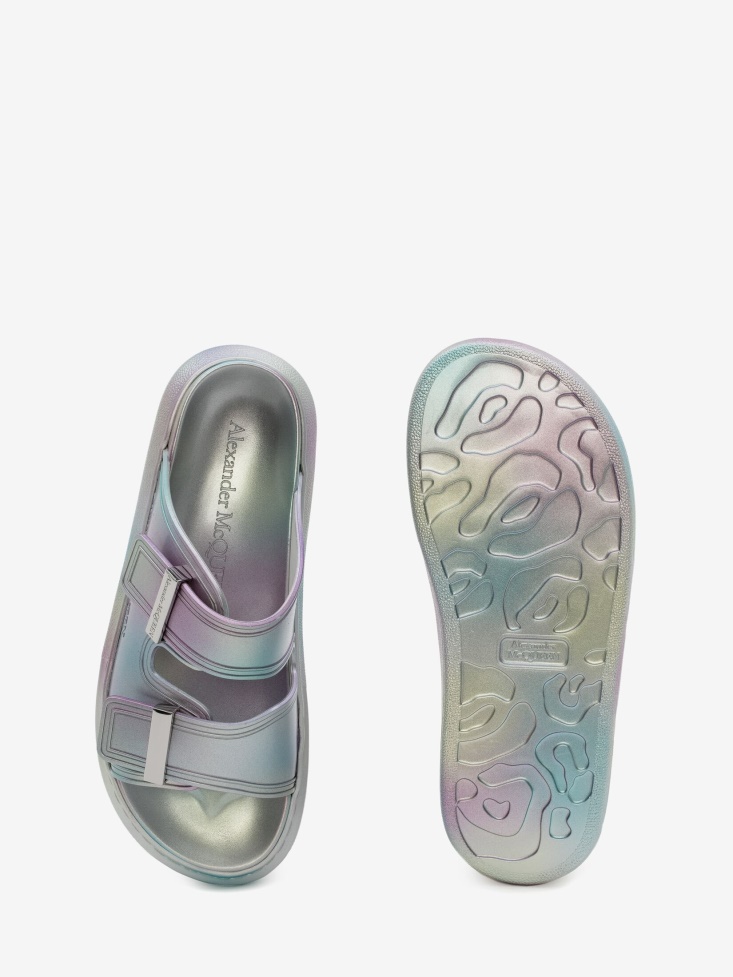 Fashion Alexander McQueen Women's Silver Oversized Hybrid Slide