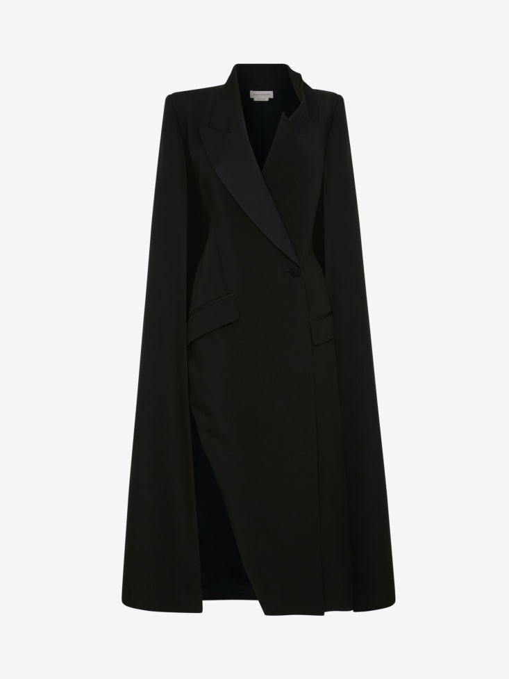 Women's Deconstructed Cape Cocktail Dress Black Fashion Alexander McQueen