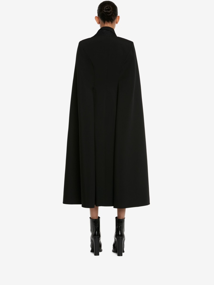 Women's Deconstructed Cape Cocktail Dress Black Fashion Alexander McQueen