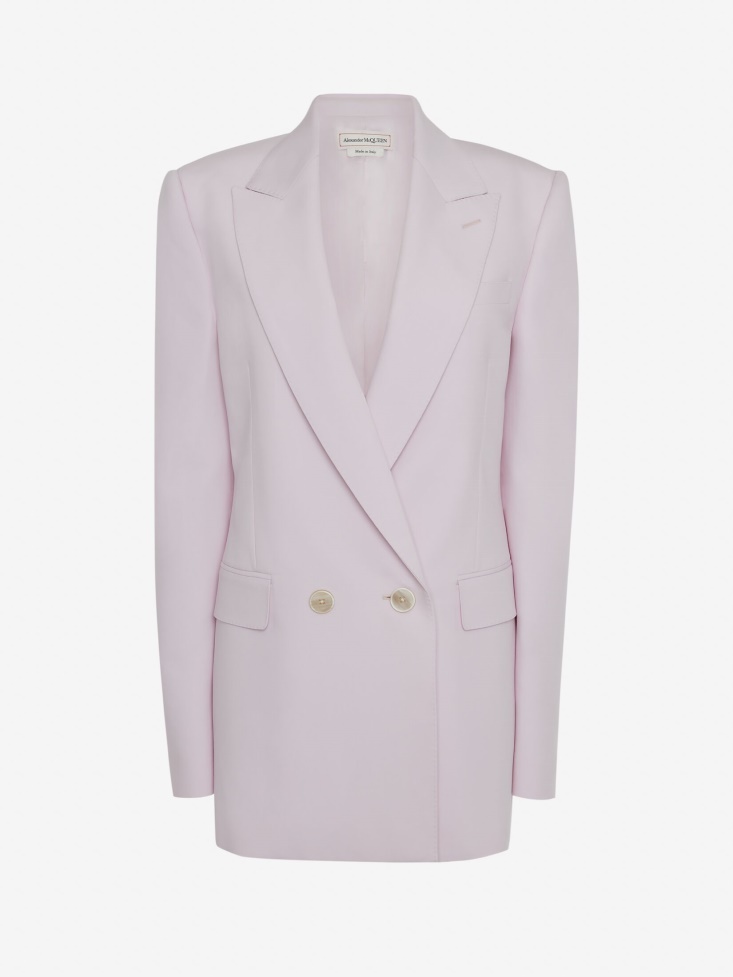 Women's Double-Breasted Sartorial Wool Jacket Fashion Alexander McQueen Porcelain