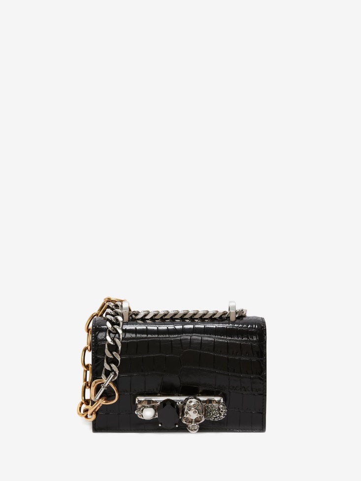 Women's Black Fashion Alexander McQueen Mini Jewelled Satchel