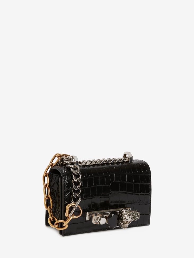 Women's Black Fashion Alexander McQueen Mini Jewelled Satchel