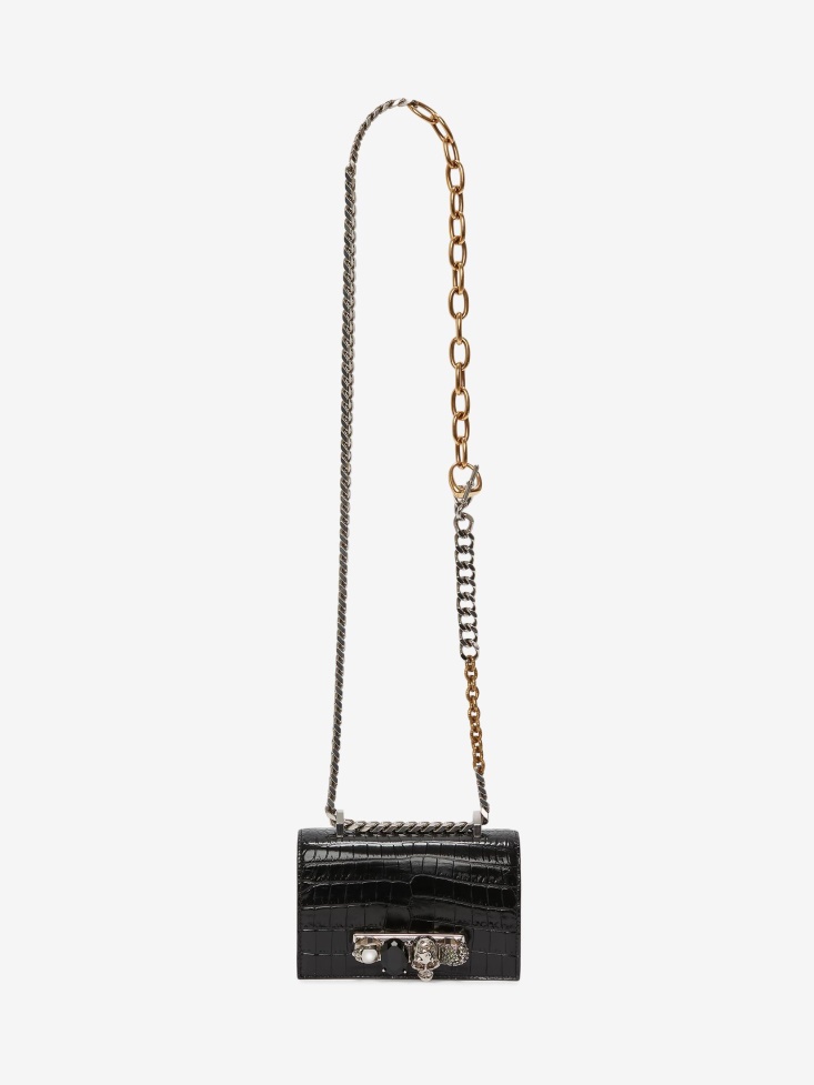 Women's Black Fashion Alexander McQueen Mini Jewelled Satchel