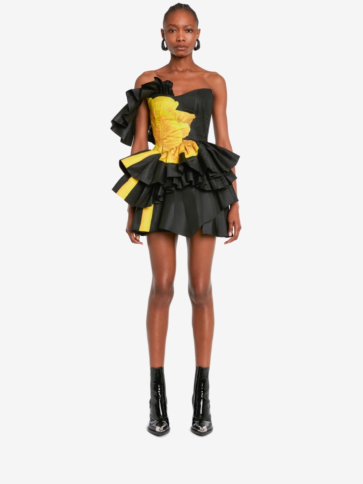 Fashion Alexander McQueen Black Women's Mushroom Deconstructed Bustier Mini Dress