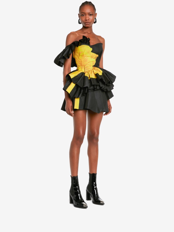 Fashion Alexander McQueen Black Women's Mushroom Deconstructed Bustier Mini Dress