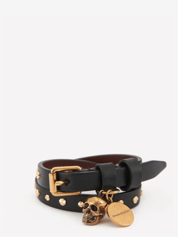 Women's Hammered Studs Double-Wrap Bracelet Fashion Alexander McQueen