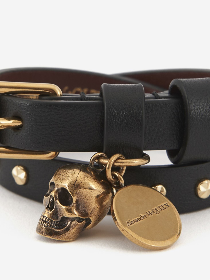 Women's Hammered Studs Double-Wrap Bracelet Fashion Alexander McQueen