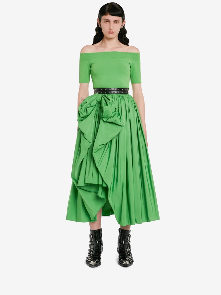 Acid Green Fashion Alexander McQueen Women's Off-The-Shoulder Knitted Top