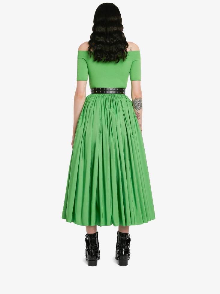 Acid Green Fashion Alexander McQueen Women's Off-The-Shoulder Knitted Top