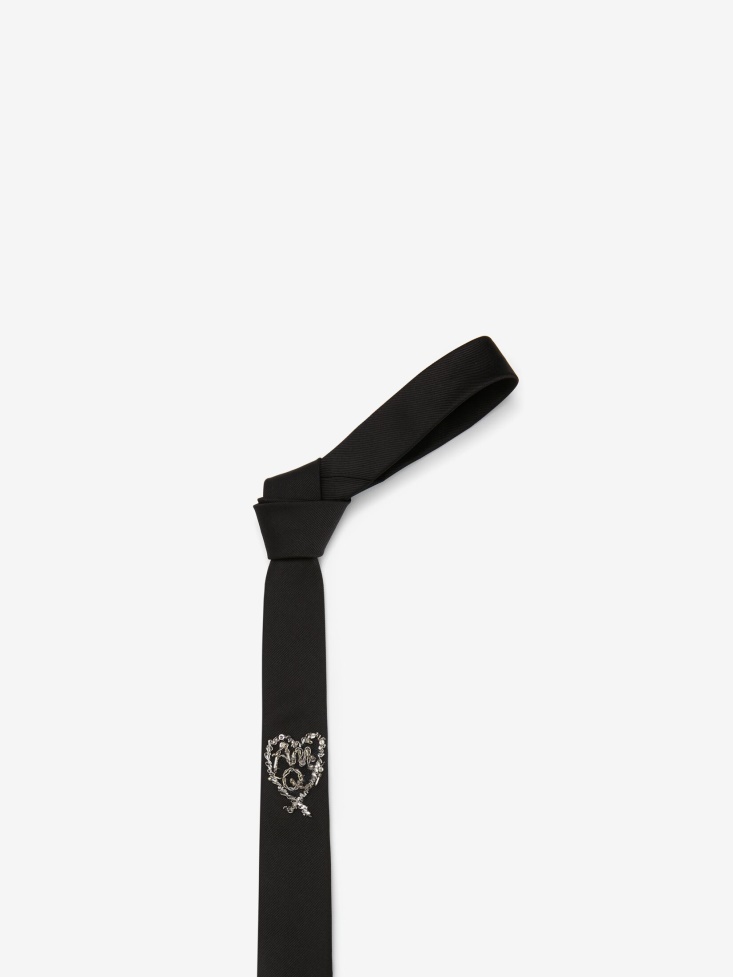 Men's Silk Tree Graffiti Tie Black Fashion Alexander McQueen
