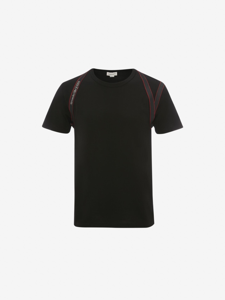 Men's Selvedge Logo Harness T-Shirt Fashion Alexander McQueen Black