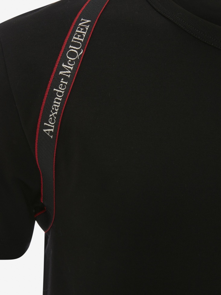Men's Selvedge Logo Harness T-Shirt Fashion Alexander McQueen Black