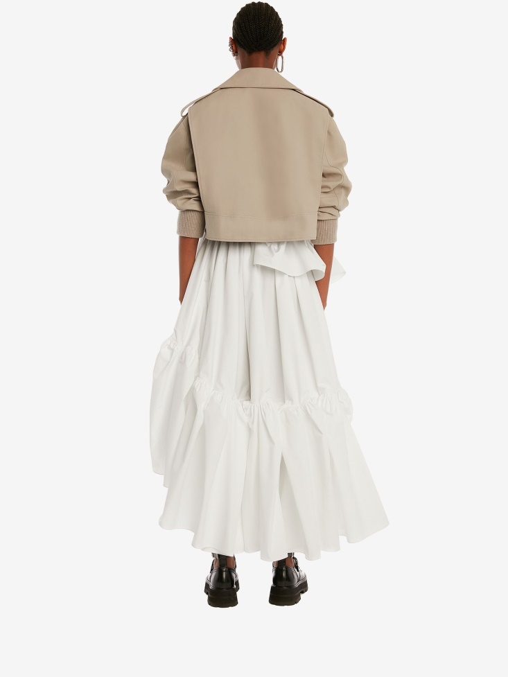 Fashion Alexander McQueen Stone Women's Cotton Panama Cropped Aviator Jacket