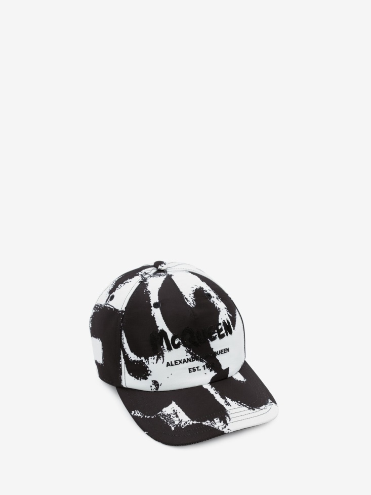 Men's in Graffiti Baseball Cap Ivory Fashion Alexander McQueen