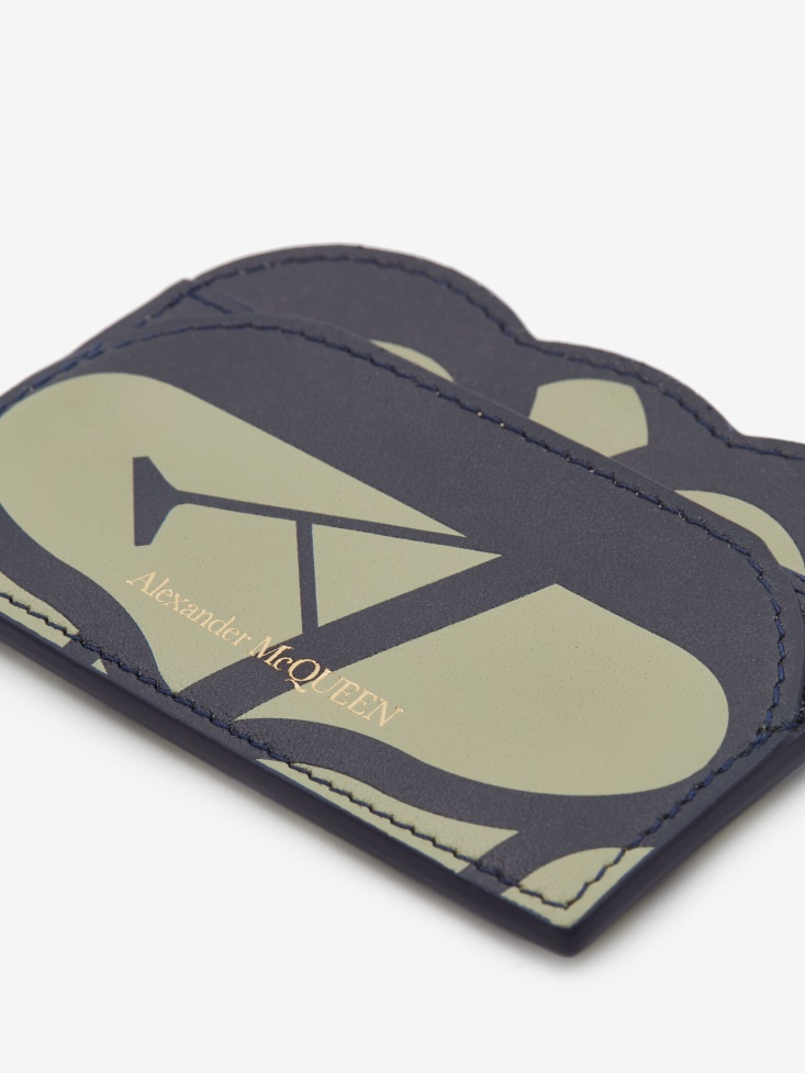 Fashion Alexander McQueen Women's Seal Logo Card Holder Sage/Navy