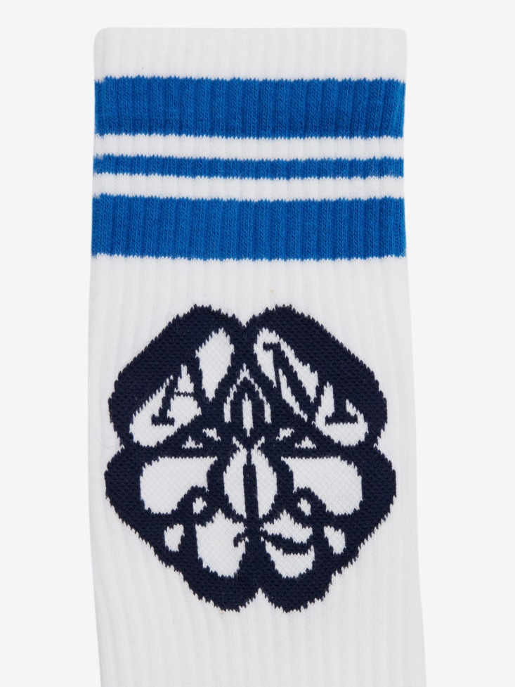 Men's Seal Logo Socks White/Cobalt Fashion Alexander McQueen