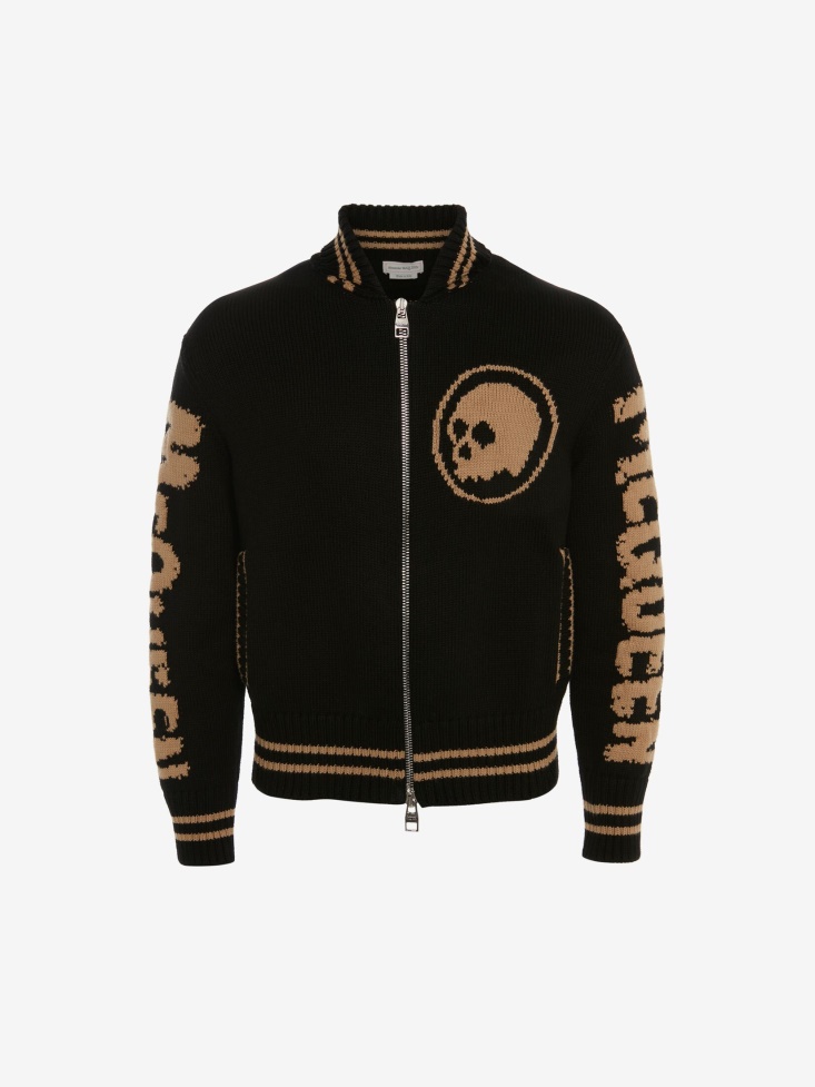 Black/Beige Fashion Alexander McQueen Men's in Graffiti Zipped Jumper
