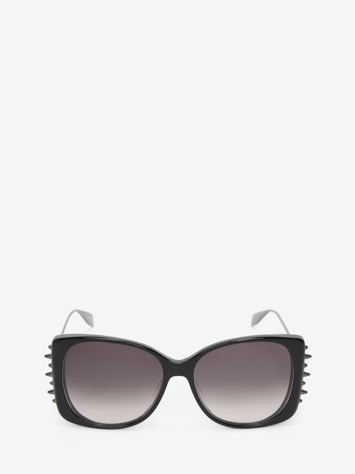 Women's Punk Stud Square Sunglasses Fashion Alexander McQueen Black/Ruthenium