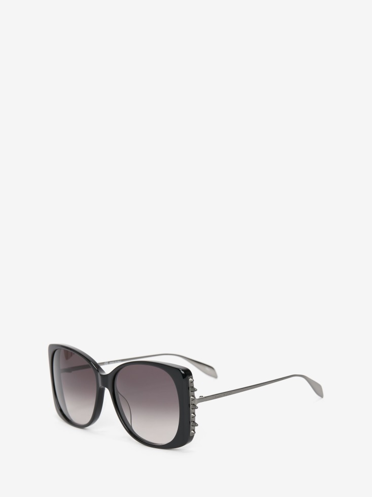 Women's Punk Stud Square Sunglasses Fashion Alexander McQueen Black/Ruthenium