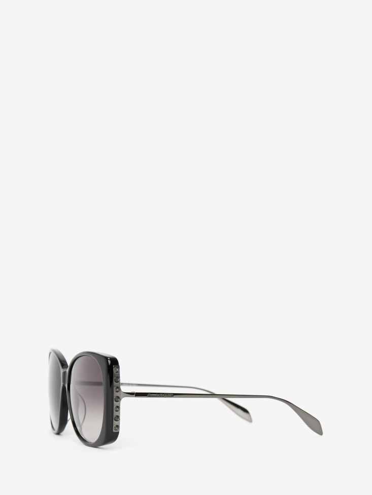 Women's Punk Stud Square Sunglasses Fashion Alexander McQueen Black/Ruthenium