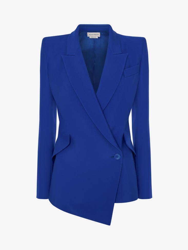 Electric Blue Fashion Alexander McQueen Women's Wool Drop Hem Jacket