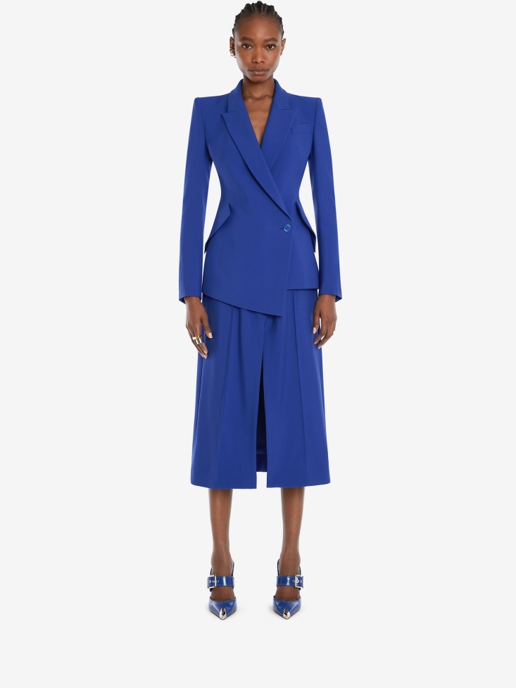 Electric Blue Fashion Alexander McQueen Women's Wool Drop Hem Jacket