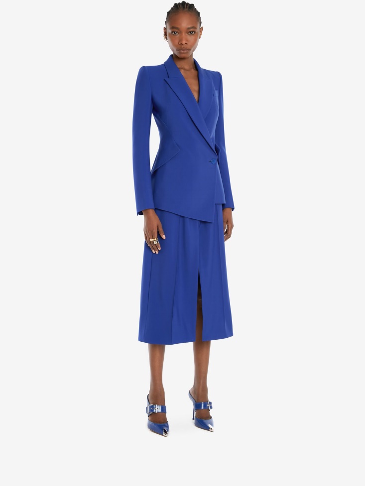 Electric Blue Fashion Alexander McQueen Women's Wool Drop Hem Jacket