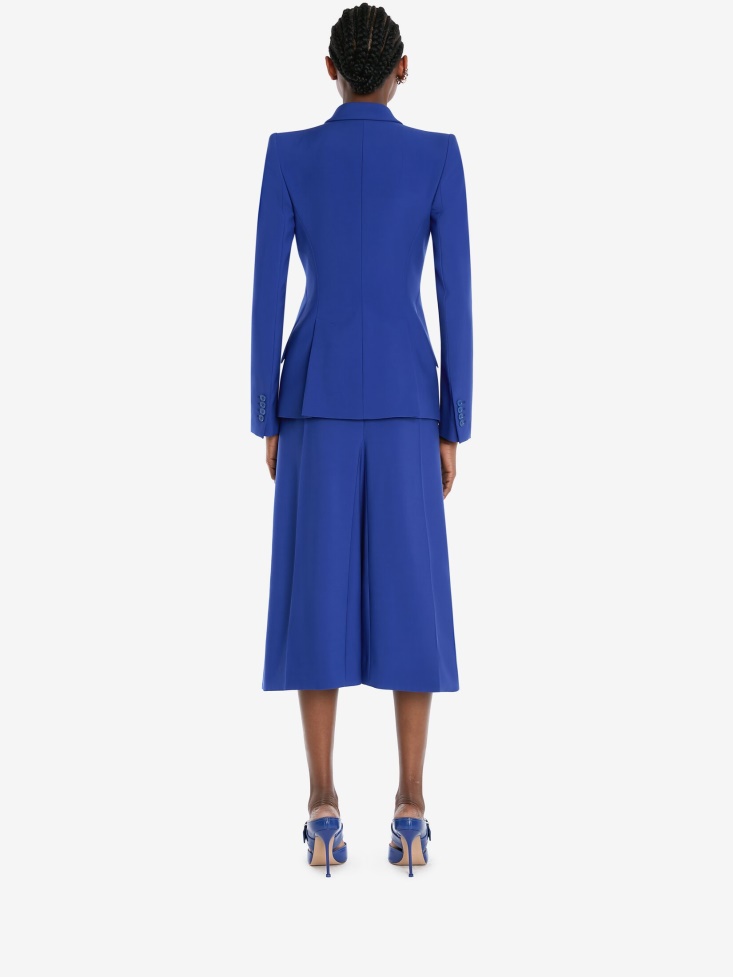 Electric Blue Fashion Alexander McQueen Women's Wool Drop Hem Jacket