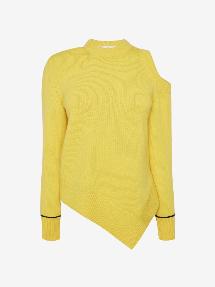 Women's Slashed Asymmetric Jumper Bright Yellow/Black Fashion Alexander McQueen