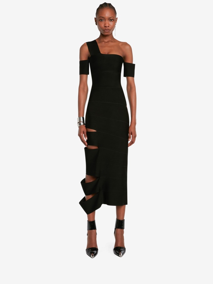 Women's Bandage Midi Dress Fashion Alexander McQueen Black
