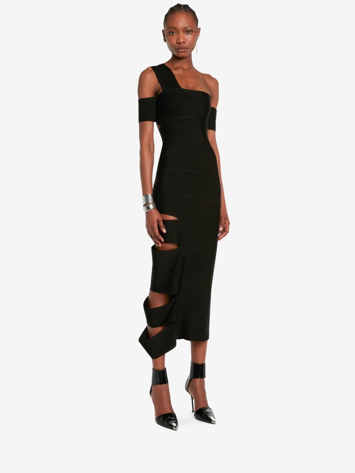 Women's Bandage Midi Dress Fashion Alexander McQueen Black