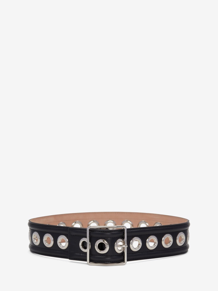 Black Fashion Alexander McQueen Women's Eyelet Small Waist Belt