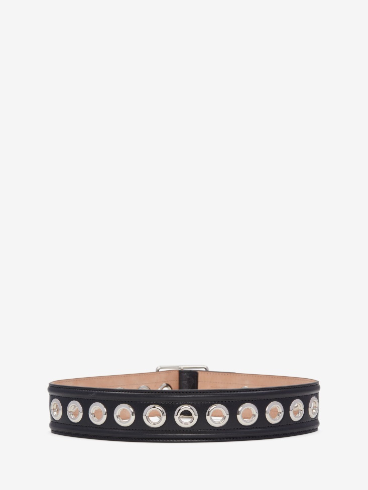 Black Fashion Alexander McQueen Women's Eyelet Small Waist Belt